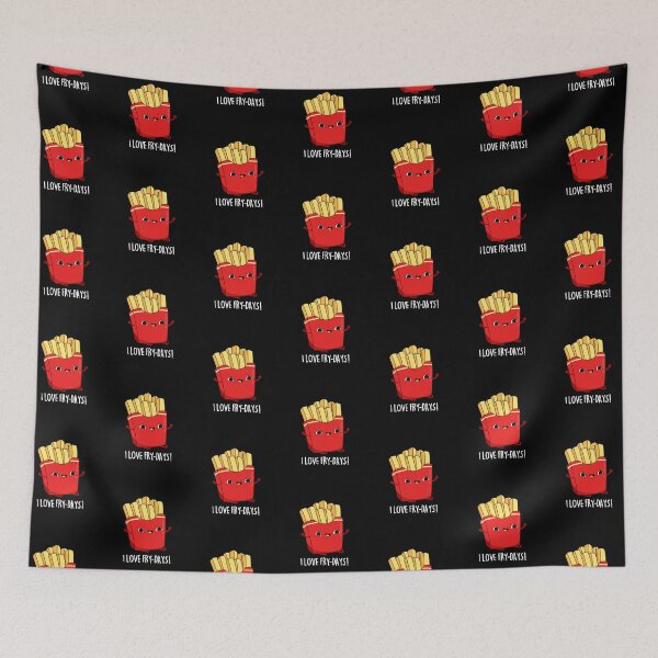 Item preview, I Love Fry-Days Funny French Fries Puns (Dark BG) designed and sold by punnybone.