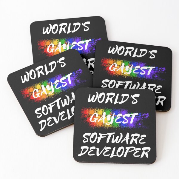 Item preview, World's Gayest Software Developer LGBT Joke With Rainbow Colors In Black designed and sold by LuckyKermit.