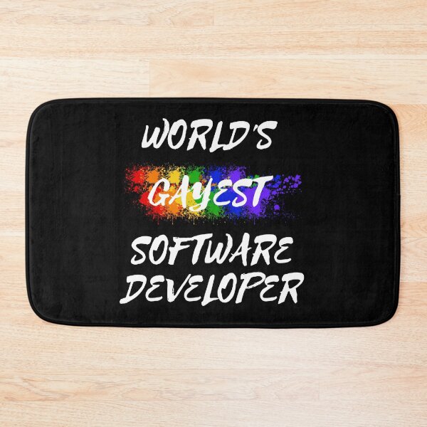 Item preview, World's Gayest Software Developer LGBT Joke With Rainbow Colors In Black designed and sold by LuckyKermit.