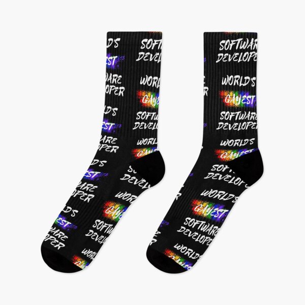 Item preview, World's Gayest Software Developer LGBT Joke With Rainbow Colors In Black designed and sold by LuckyKermit.