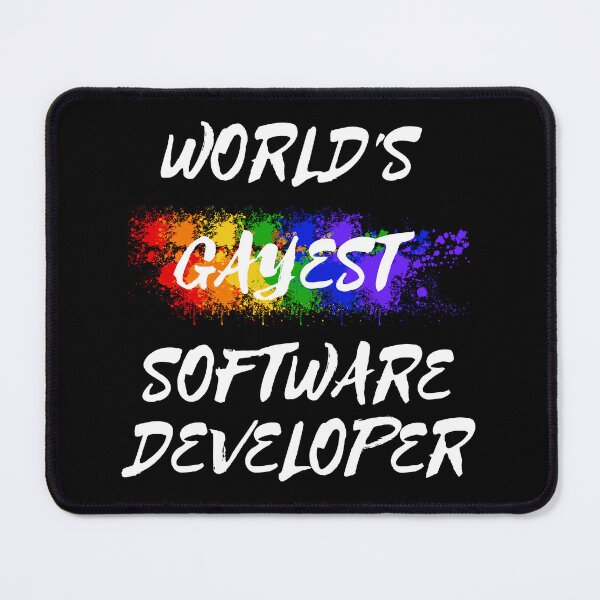 Item preview, World's Gayest Software Developer LGBT Joke With Rainbow Colors In Black designed and sold by LuckyKermit.