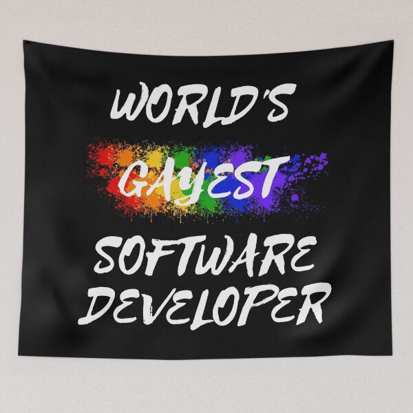 Item preview, World's Gayest Software Developer LGBT Joke With Rainbow Colors In Black designed and sold by LuckyKermit.
