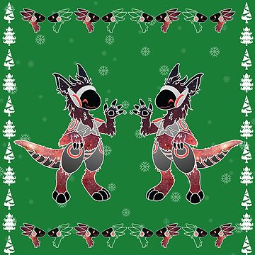 Protogen Fursuit Waving Cosmic Red stars Fursona Furry - Protogen