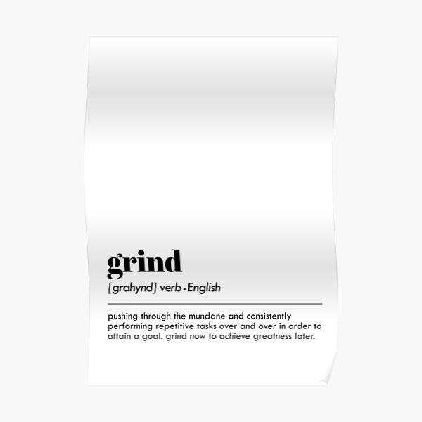 "Grind Word Definition Office Décor Print , Definition of a word , Word