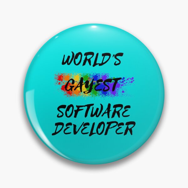 Item preview, World's Gayest Software Developer LGBT Joke With Rainbow Colors In Cyan designed and sold by LuckyKermit.