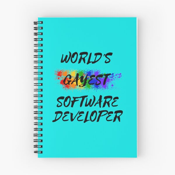 Item preview, World's Gayest Software Developer LGBT Joke With Rainbow Colors In Cyan designed and sold by LuckyKermit.