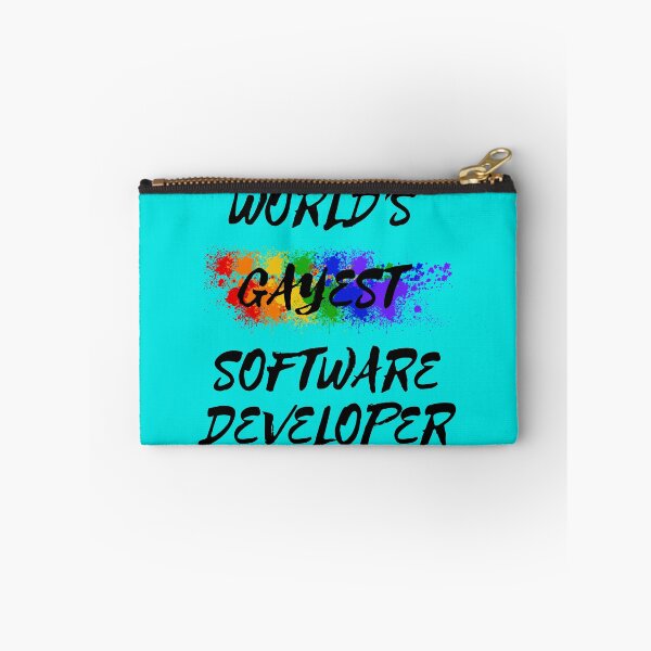 Item preview, World's Gayest Software Developer LGBT Joke With Rainbow Colors In Cyan designed and sold by LuckyKermit.
