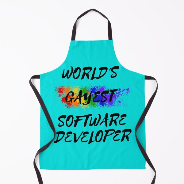 Item preview, World's Gayest Software Developer LGBT Joke With Rainbow Colors In Cyan designed and sold by LuckyKermit.