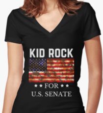 Kid Rock for U.S. Senate 2018 Women's Fitted V-Neck T-Shirt
