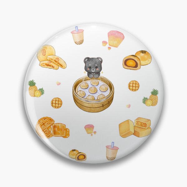 Item preview, Taiwanese Food 黑熊與台灣美食插畫 - Bubble Tea, Mooncakes, Pineapple Cake, Sky Lantern, Salted Egg Pastry, Suncake, Xiao Long Bao designed and sold by Rose Chiu.