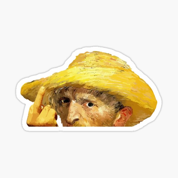 Vista previa del artículo con la obra «Van Gogh Dedo medio Peeker Meme divertido», diseñado y vendido por marhinmichael.