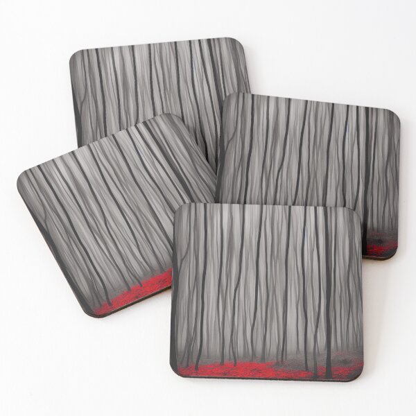 Item preview, Dark Forest in Fog with Bright Red Flowers designed and sold by Evolvity.