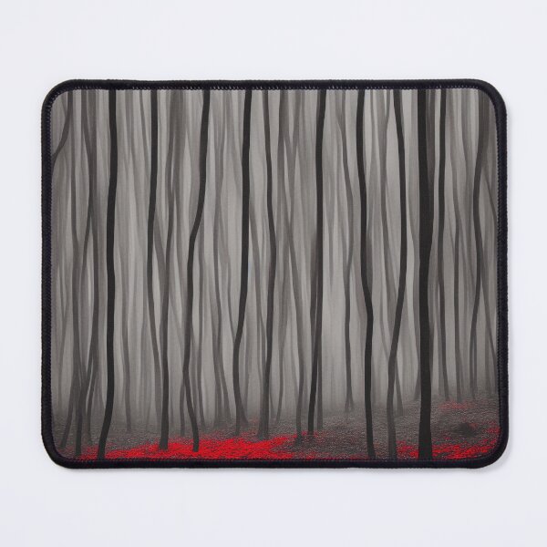 Item preview, Dark Forest in Fog with Bright Red Flowers designed and sold by Evolvity.