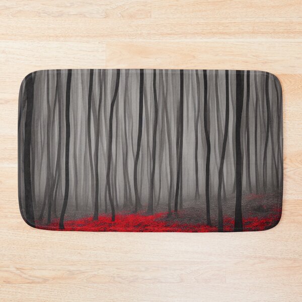 Item preview, Dark Forest in Fog with Bright Red Flowers designed and sold by Evolvity.