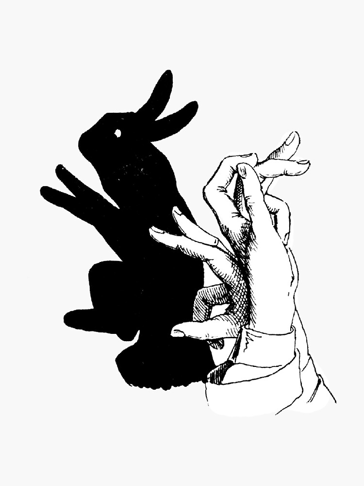 "Rabbit Bunny Hare Shadow Hand Puppet " Sticker for Sale by
