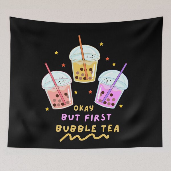 Artikelvorschau, Okay, aber zuerst Bubble Tea Süßer Kawaii Face Bubble Tea entworfen und verkauft von Artistusha.