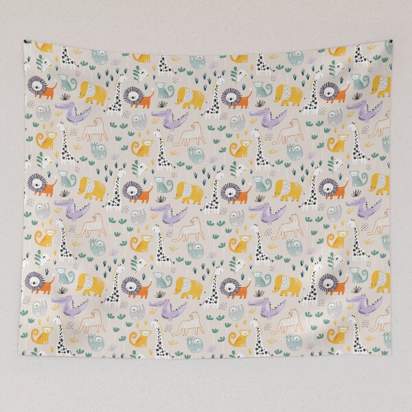 Item preview, Cute Bright Pop Pastel Animals Zoo Safari Jungle Elephant Lion Giraffe Monkey Koala Sloth Jaguar Cat designed and sold by StudioAkubi.