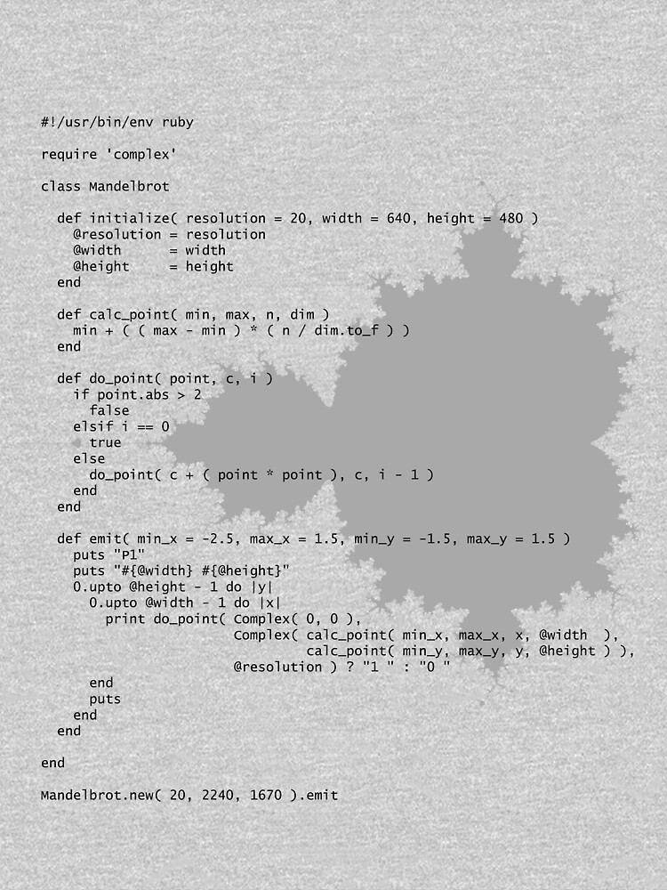 Thumbnail 7 of 7, Classic T-Shirt, Self-Documenting Mandelbrot designed and sold by davepearson.