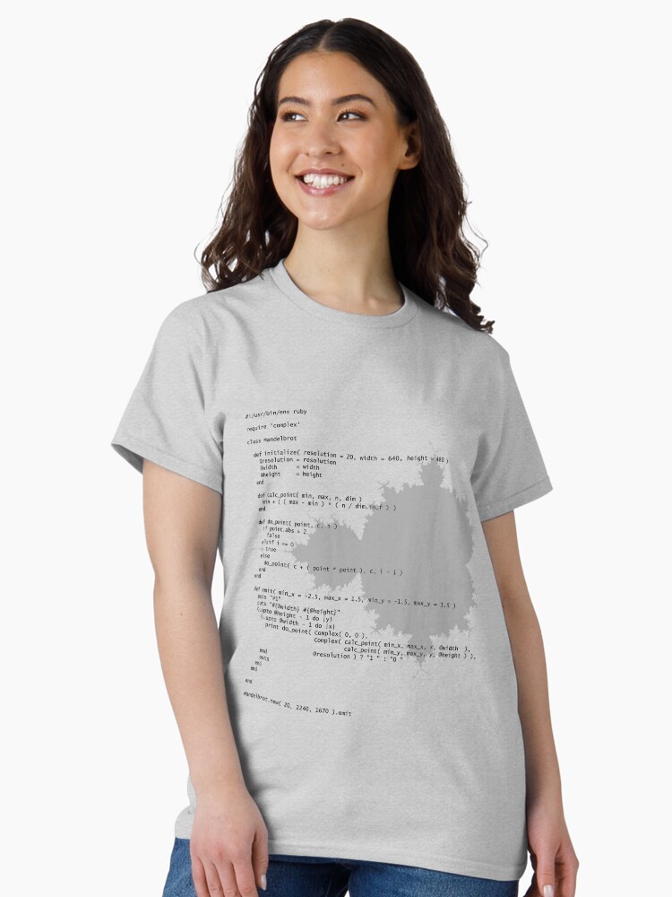 Thumbnail 2 of 7, Classic T-Shirt, Self-Documenting Mandelbrot designed and sold by davepearson.