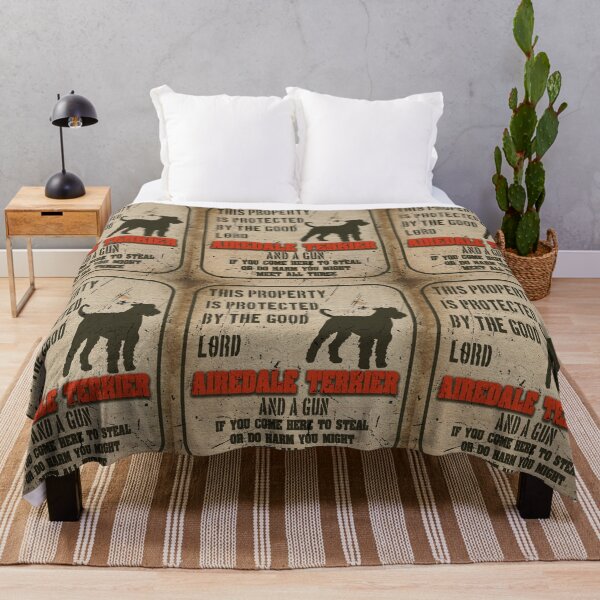 Item preview, Airedale terrier Silhouette Vintage Humorous Guard Dog Warning Sign designed and sold by Cuddlythopia.
