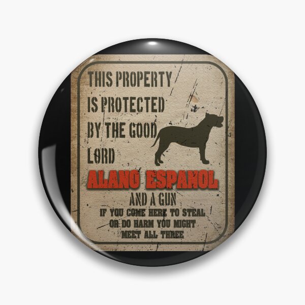 Artikelvorschau, Alano Espanol Silhouette Vintage humorvolle Wachhund Warnschild entworfen und verkauft von Cuddlythopia.