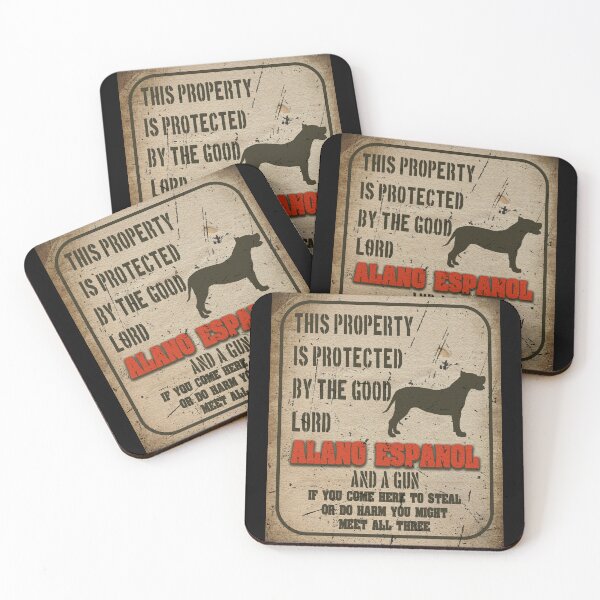 Artikelvorschau, Alano Espanol Silhouette Vintage humorvolle Wachhund Warnschild entworfen und verkauft von Cuddlythopia.