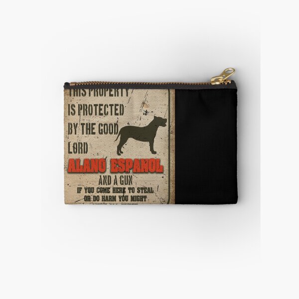 Item preview, Alano Espanol Silhouette Vintage Humorous Guard Dog Warning Sign designed and sold by Cuddlythopia.