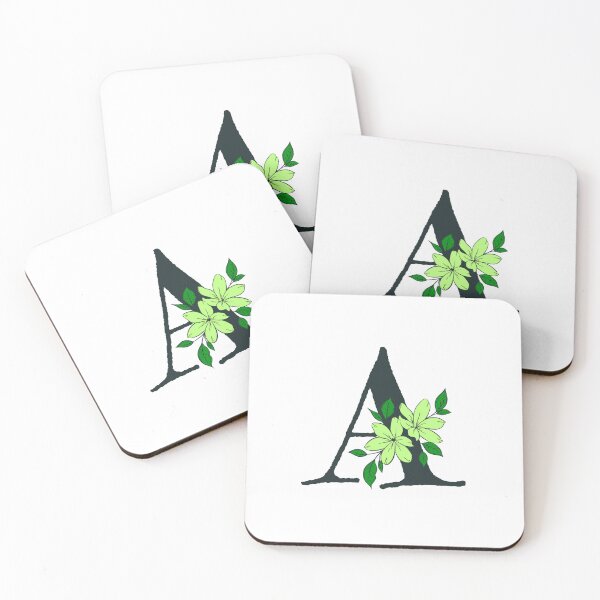 Item preview, Green floral A monogram designed and sold by Coffee Lifestyle.