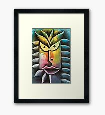 Face on colorful abstract background Framed Print