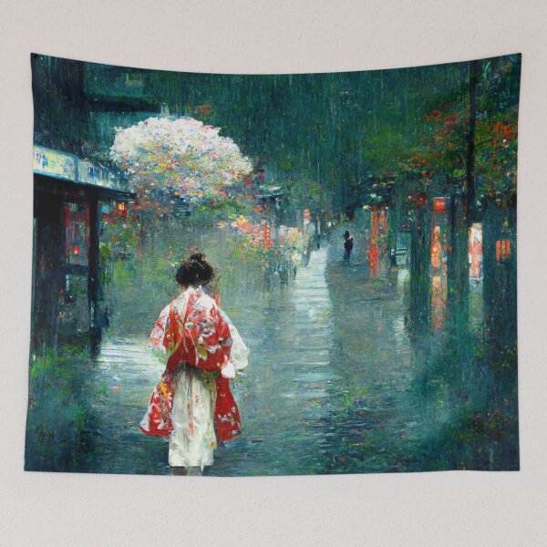 Item preview, Japanese girl walking in the rain  designed and sold by Mirochan80.