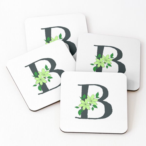 Item preview, Green floral B monogram designed and sold by Coffee Lifestyle.