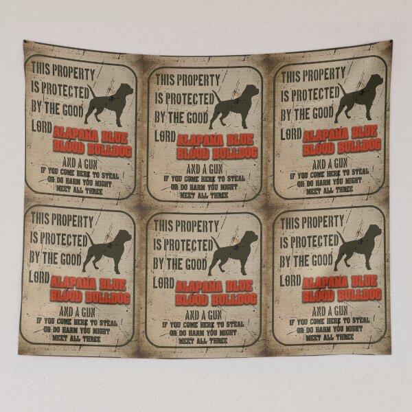 Item preview, Alapaha blue blood bulldog Vintage Humorous Guard Dog Warning sign designed and sold by Cuddlythopia.