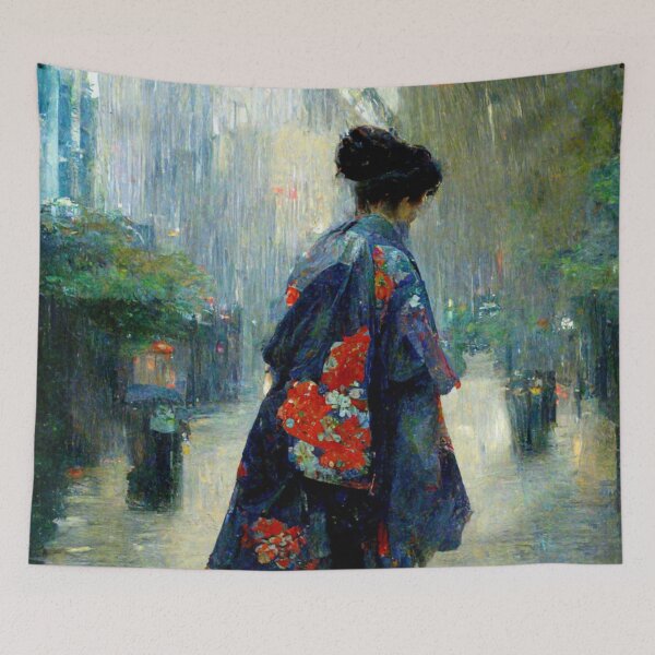 Item preview, Japanese girl walking in the rain  designed and sold by Mirochan80.