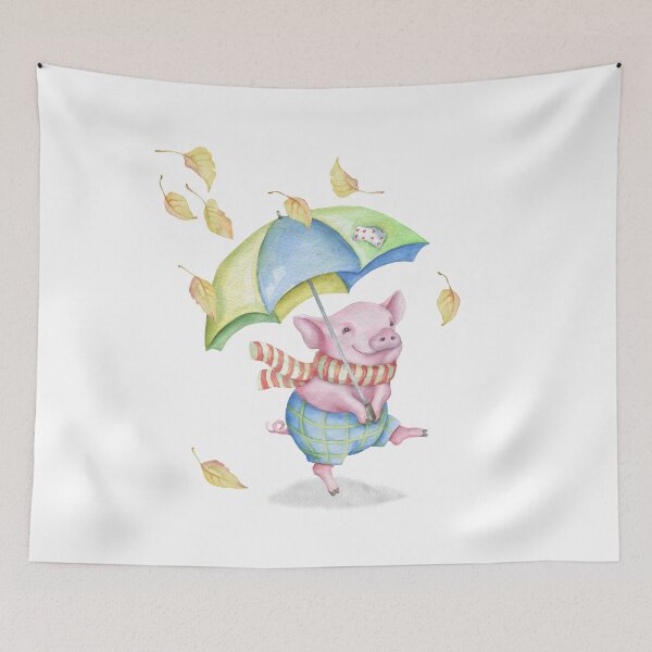 Item preview, Dancing piglet in the raining leaves designed and sold by smnessen.