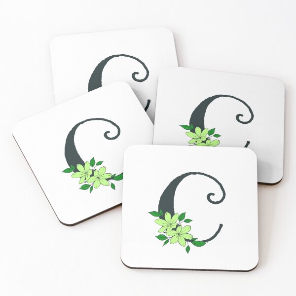 Item preview, Green floral C monogram designed and sold by Coffee Lifestyle.