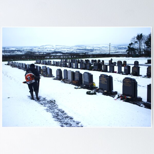 Item preview, MAN IN SNOWY CEMETERY COLOUR designed and sold by alexandriaiona.