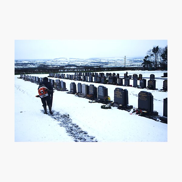 Item preview, MAN IN SNOWY CEMETERY COLOUR designed and sold by alexandriaiona.