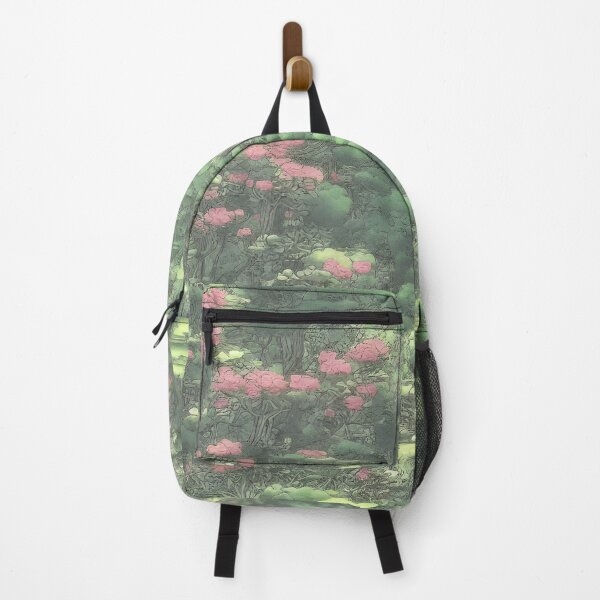 Item preview, A landscape of a Tranquil garden in the style of a manga background designed and sold by Art-of-AI.