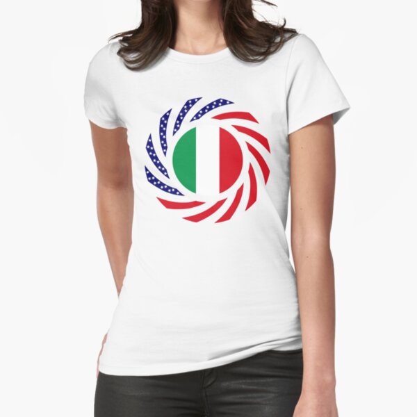 Italian American Multinational Patriot Flag Series Fitted T-Shirt