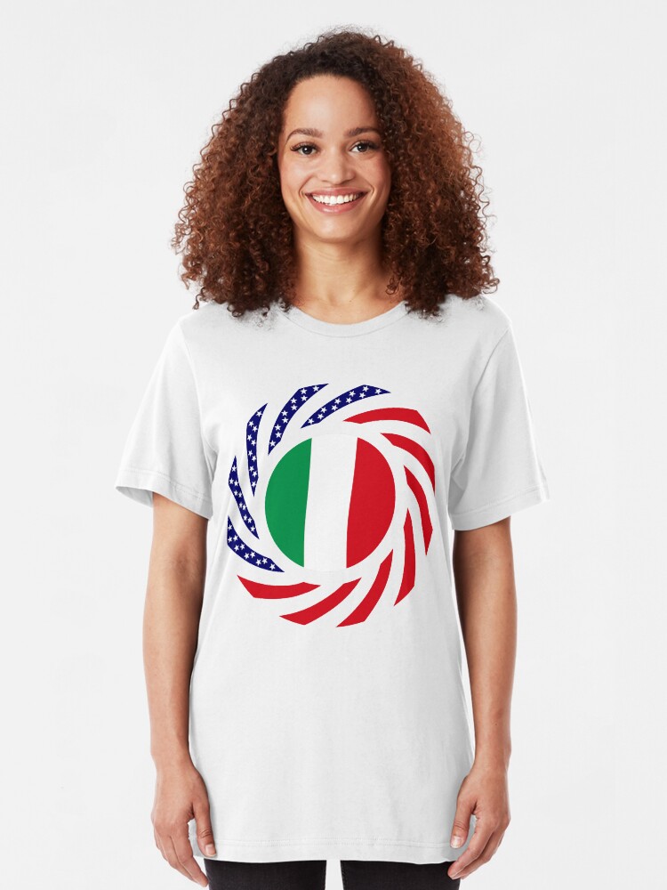 Alternate view of Italian American Multinational Patriot Flag Series Slim Fit T-Shirt