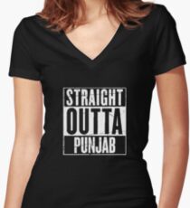 Straight Outta Punjab Women's Fitted V-Neck T-Shirt