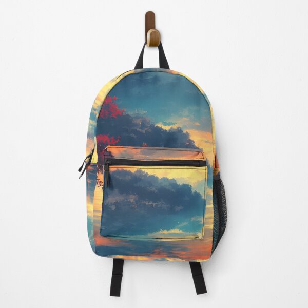 Item preview, A landscape of a stunning lake in the style of an anime background with a warm color palette designed and sold by Art-of-AI.