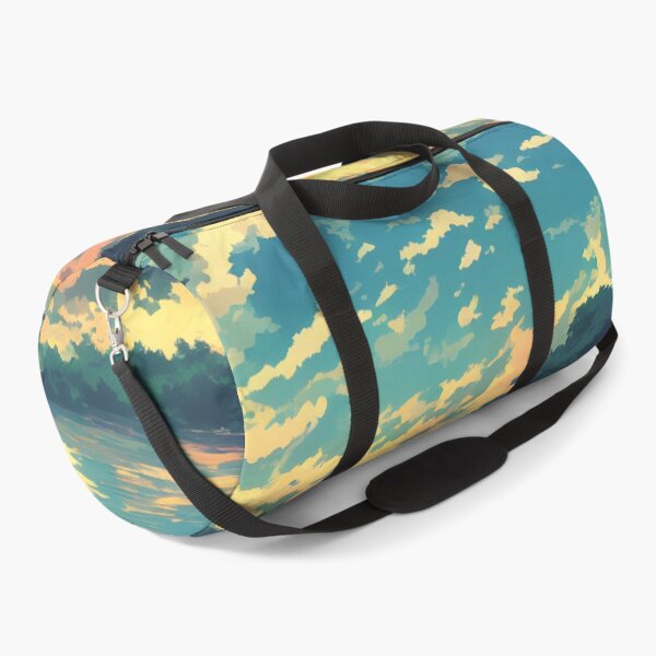 Item preview, A landscape of a stunning lake in the style of an anime background with a split complimentary color palette designed and sold by Art-of-AI.