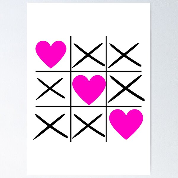 Tic Tac Toe or Naughts and Crosses blank game board with hearts as concept  for love in vector illustration Stock Vector