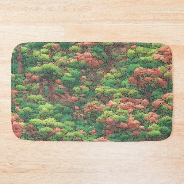 Item preview, A landscape of a Tranquil garden in the style of  a manga background with a warm color palatte designed and sold by Art-of-AI.