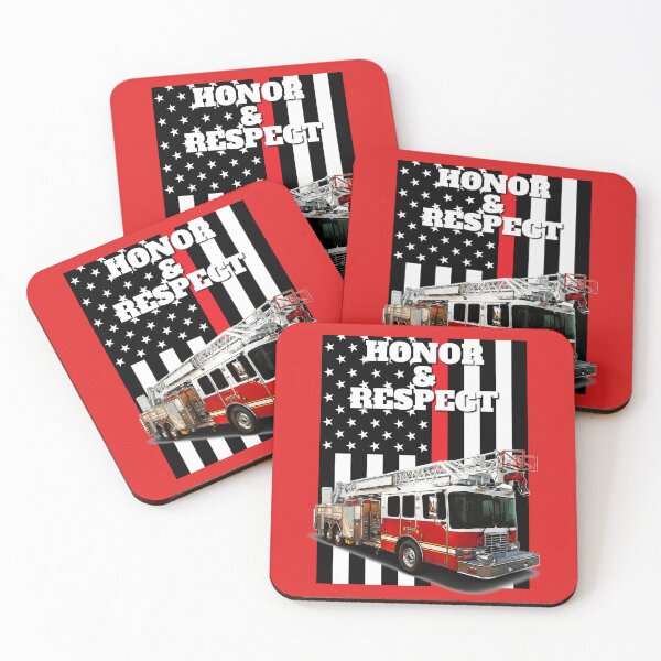 Item preview, HONOR & RESPECT our Firefighters with a Ladder Truck designed and sold by AmericaFreedom.