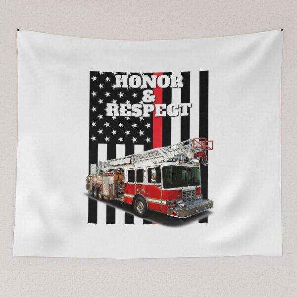 Item preview, HONOR & RESPECT our Firefighters with a Ladder Truck designed and sold by AmericaFreedom.