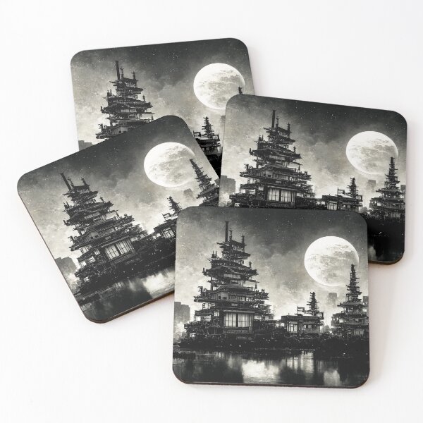 Item preview, Dystopian cityscape - black and white designed and sold by Lyxy.