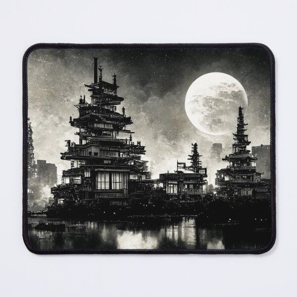 Item preview, Dystopian cityscape - black and white designed and sold by Lyxy.