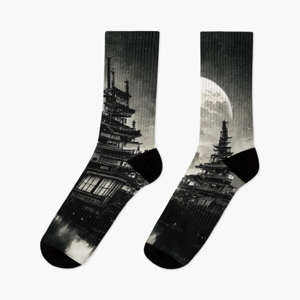 Item preview, Dystopian cityscape - black and white designed and sold by Lyxy.